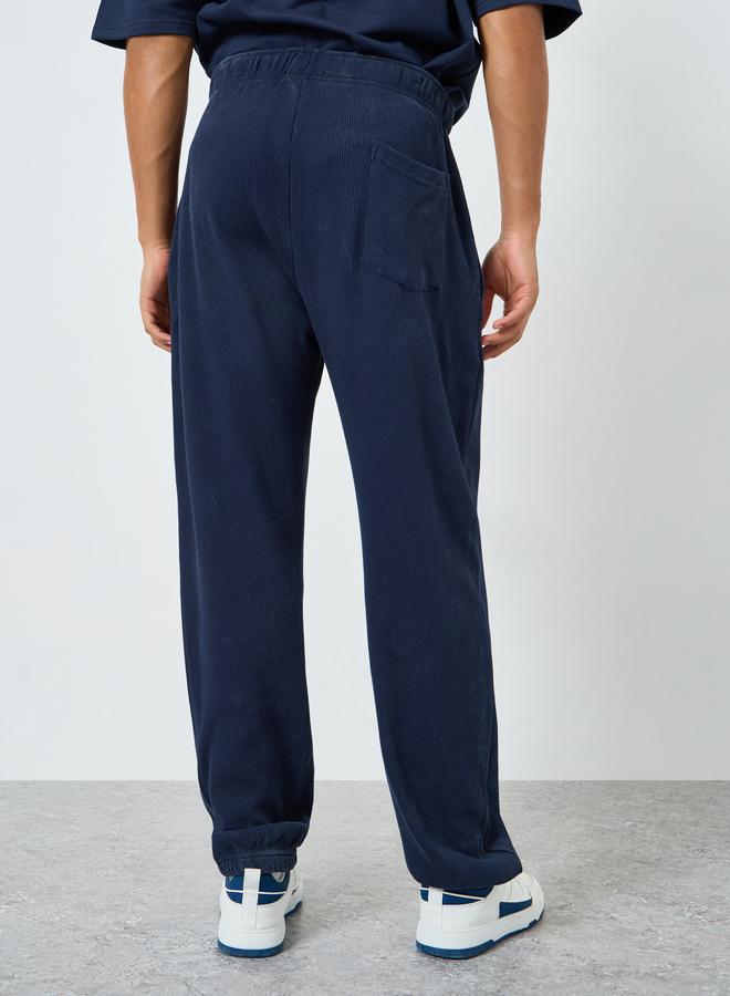 Styli Men Washed Waffle Knit Relaxed Fit Joggers - Image 4